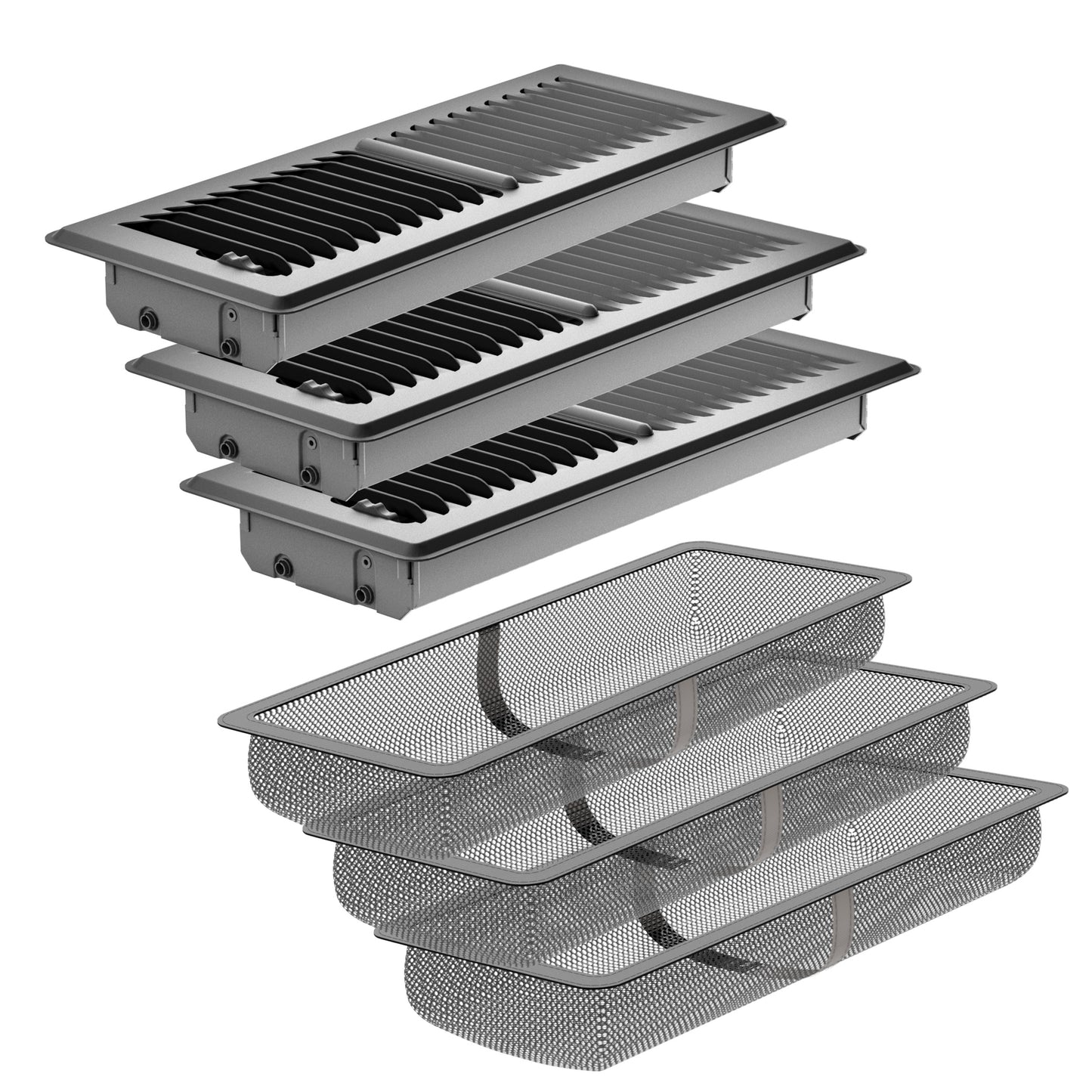 HG Power Floor Register, Heavy Duty Floor Vent Covers for Home with Screen Net, Adjust Metal Rust Proof Finish Air Vent for Kitchen, Office