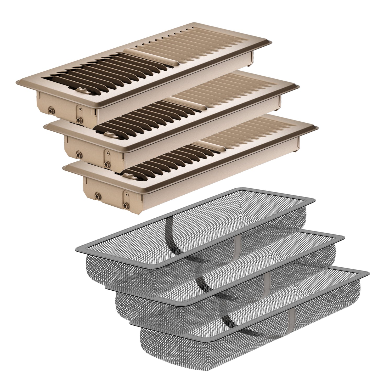 HG Power Floor Register, Heavy Duty Floor Vent Covers for Home with Screen Net, Adjust Metal Rust Proof Finish Air Vent for Kitchen, Office