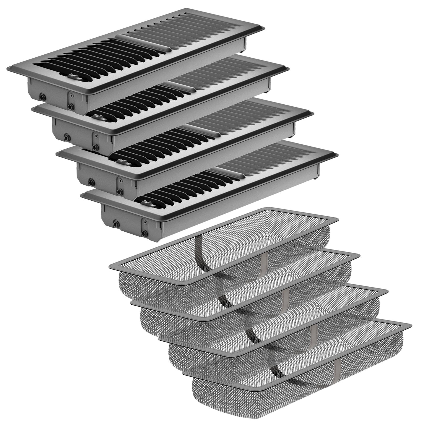 HG Power Floor Register, Heavy Duty Floor Vent Covers for Home with Screen Net, Adjust Metal Rust Proof Finish Air Vent for Kitchen, Office