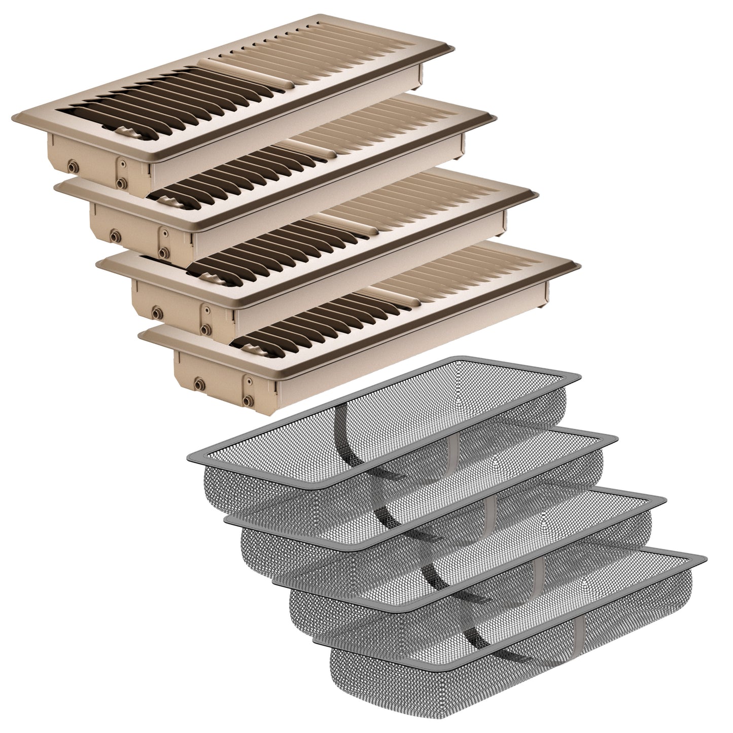 HG Power Floor Register, Heavy Duty Floor Vent Covers for Home with Screen Net, Adjust Metal Rust Proof Finish Air Vent for Kitchen, Office