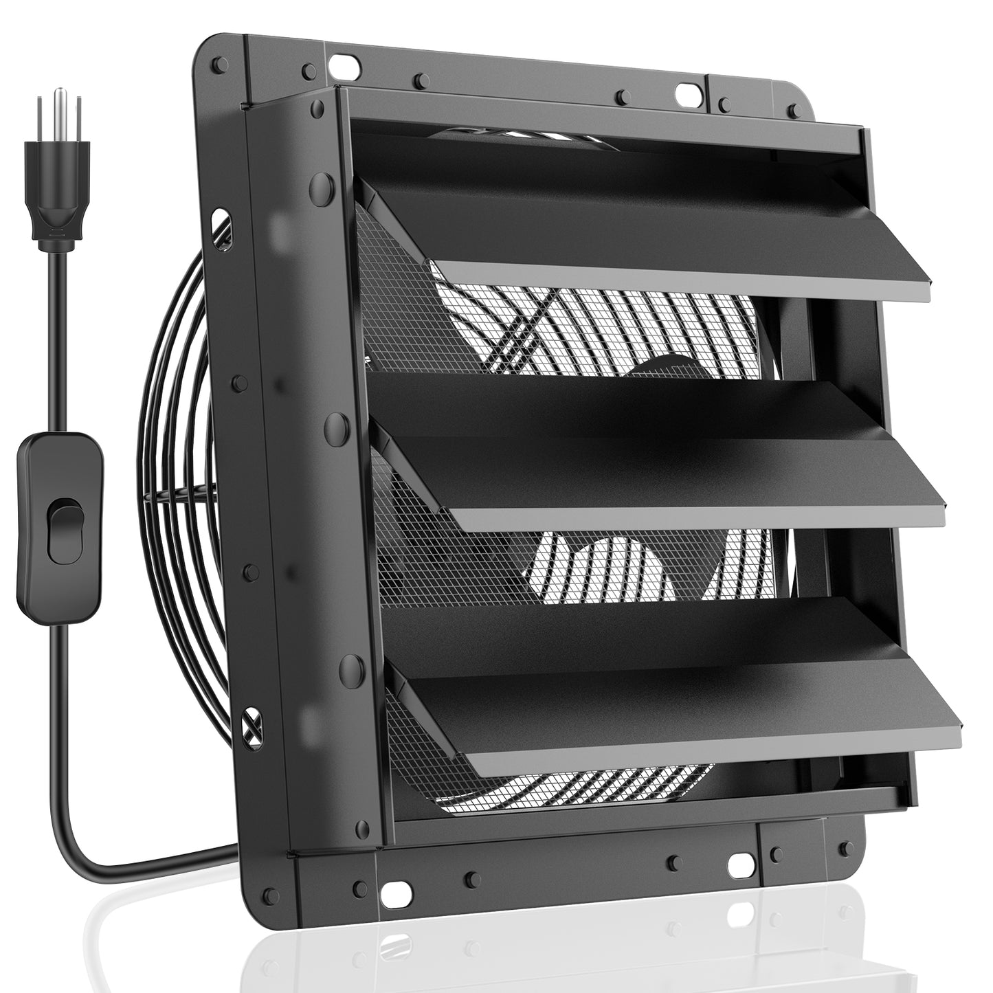 HG Power Upgraded 10 Inch Shutter Exhaust Fan for Basement, Gable, Chicken Coop Ventilation Use, Black