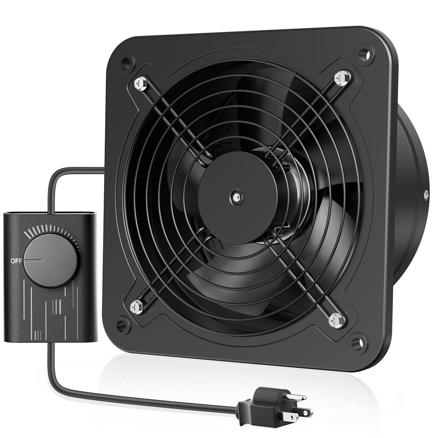 HG Power 8 Inch Exhaust Fan with Speed Controller, 567 CFM Kitchen Exhaust Fan with Damper, Wall Exhaust Fan, Metal Extractor Fan for Window, Attic, Ceiling, Basement, Bathroom Ventilation