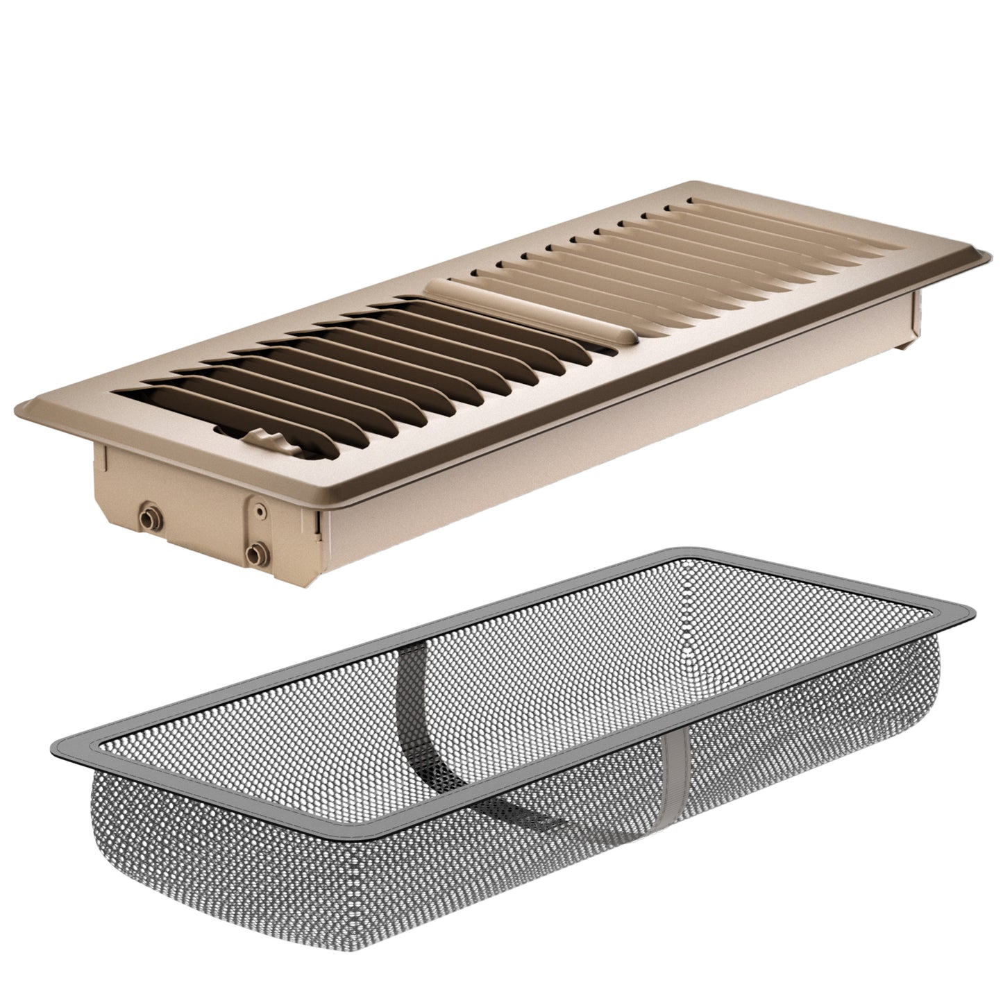 HG Power Floor Register, Heavy Duty Floor Vent Covers for Home with Screen Net, Adjust Metal Rust Proof Finish Air Vent for Kitchen, Office