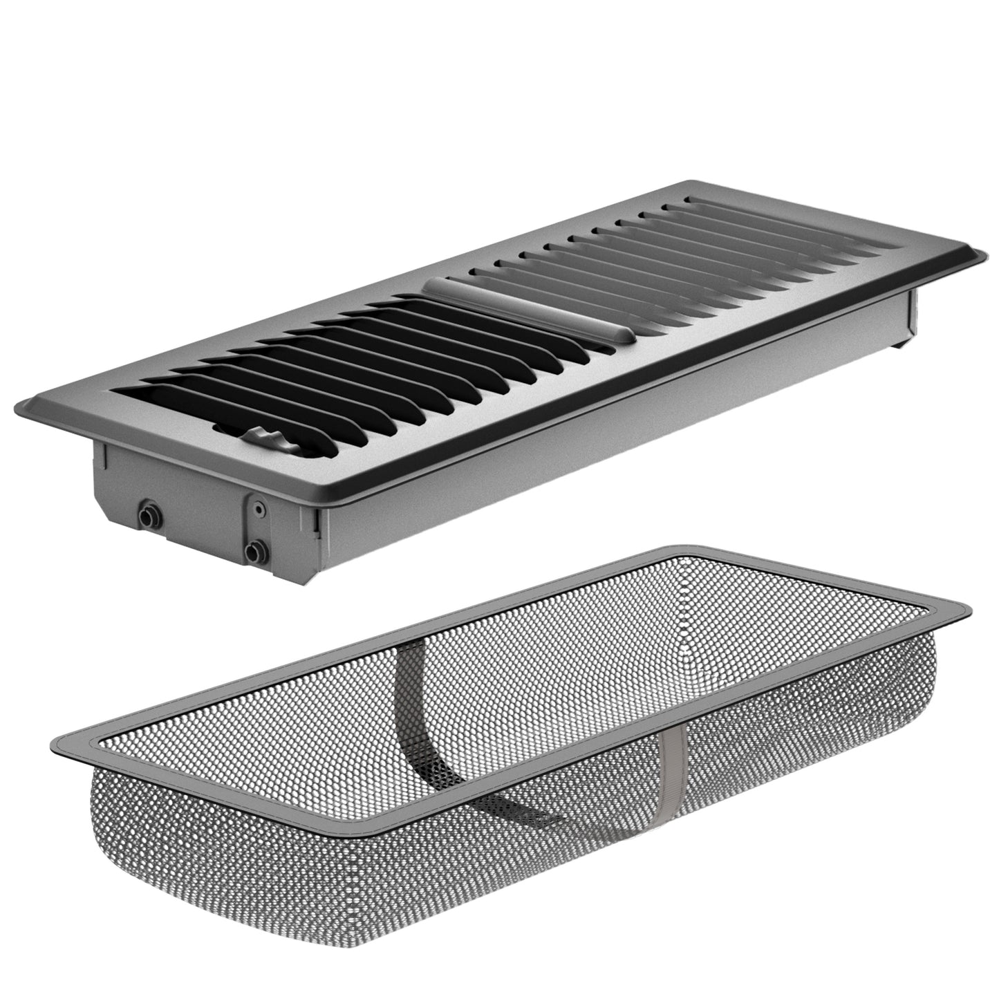 HG Power Floor Register, Heavy Duty Floor Vent Covers for Home with Screen Net, Adjust Metal Rust Proof Finish Air Vent for Kitchen, Office