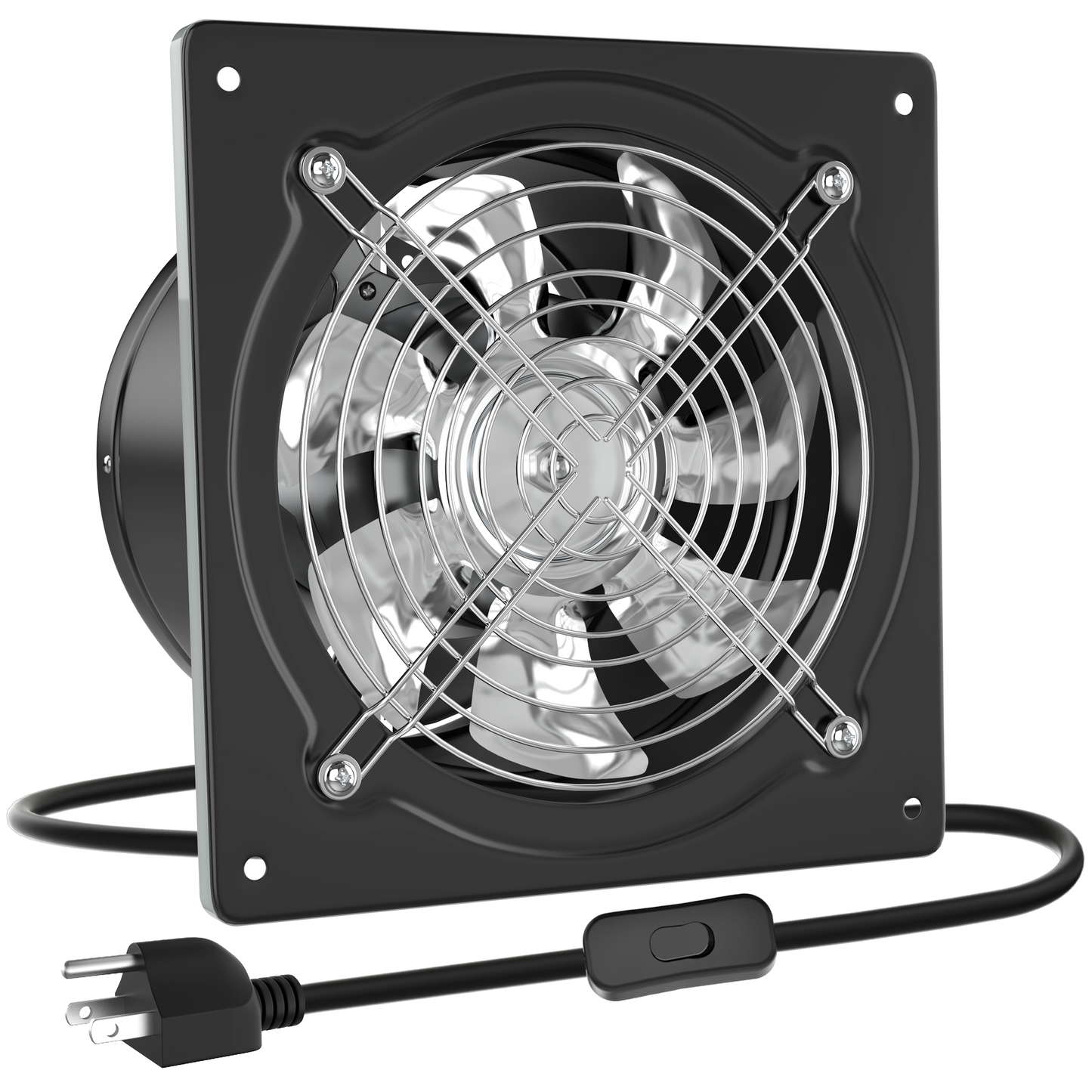 HG Power 6 Inch Exhaust Fan with Switch for Bathroom, Shop, Smoking Room, Garage, Black