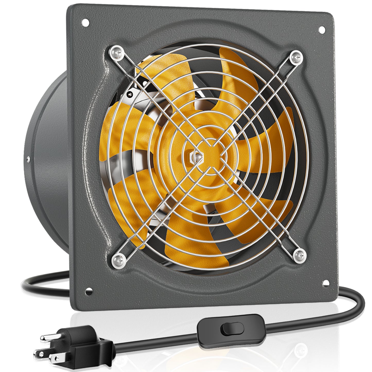 HG Power Exhaust Fan Kitchen Exhaust Fan Wall Mount with Backdraft Damper, Metal Plug In Exhaust Fan, Extractor Exhaust Ventilation Fan for Attic, Bathroom, Ceiling, Shop, Greenhouse