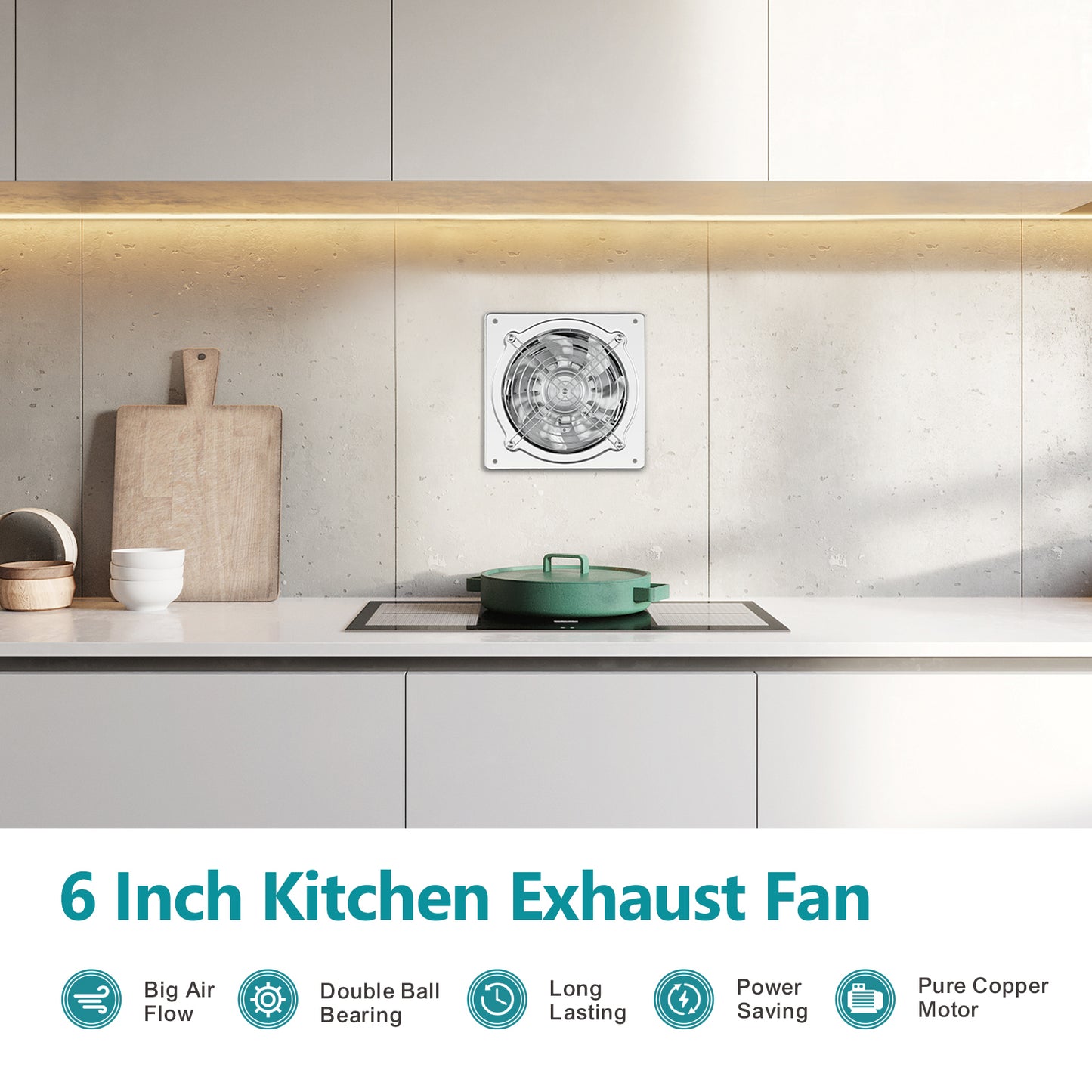HG Power 10 Inch Metal Exhaust Fan with Switch for Shop, Shed, Basement, Chicken Coop, Silver