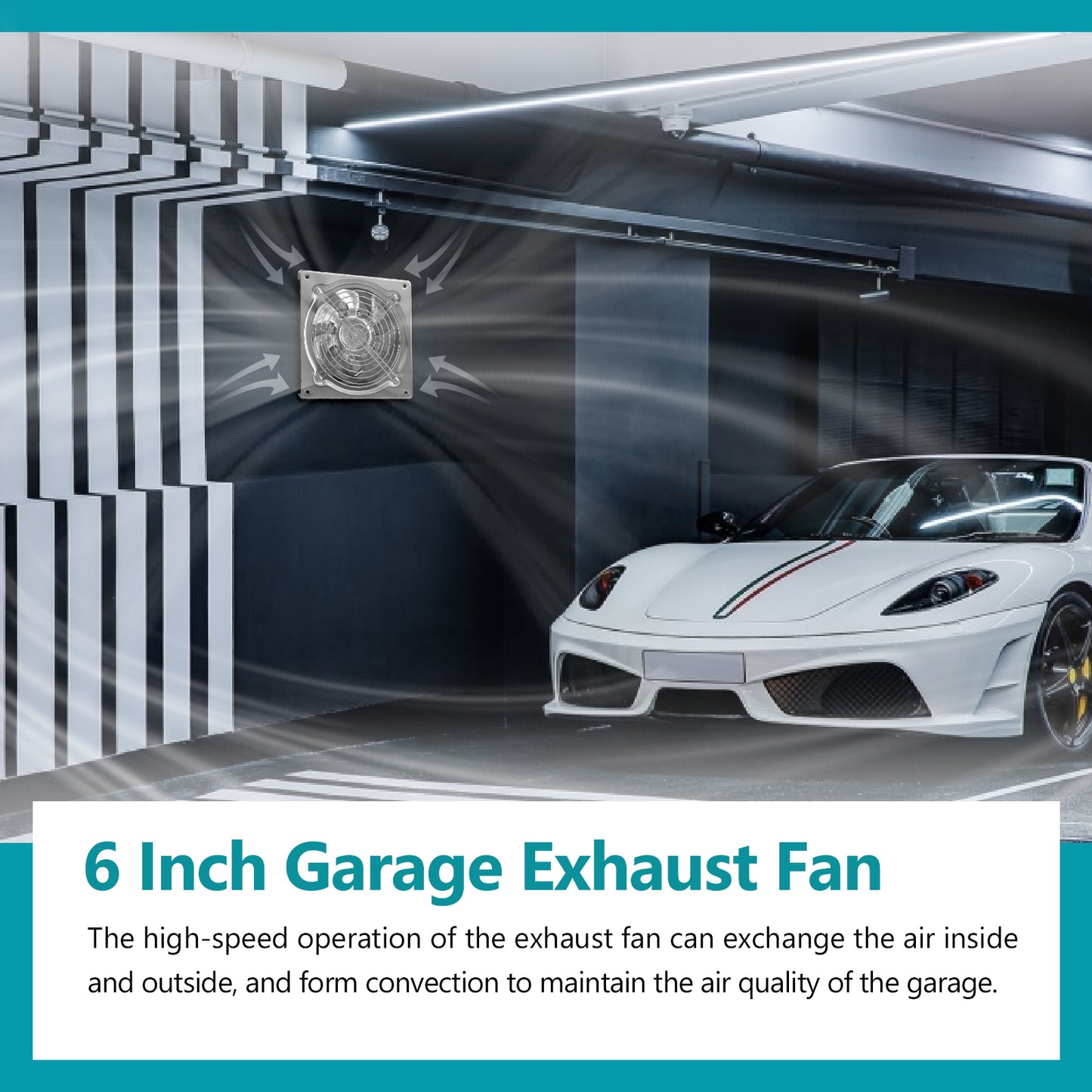 HG Power 10 Inch Metal Exhaust Fan with Switch for Shop, Shed, Basement, Chicken Coop, Silver