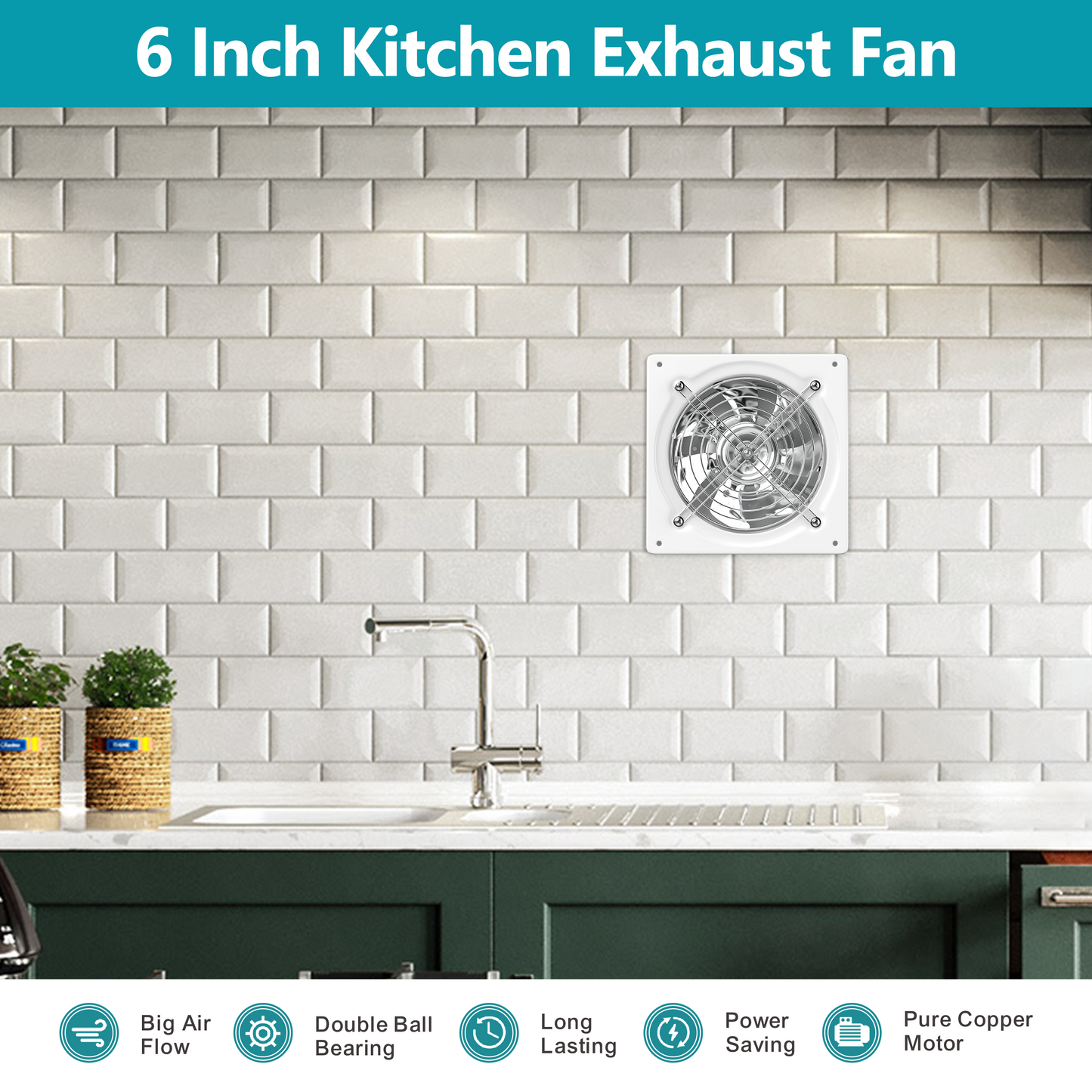 HG Power Exhaust Fan, Kitchen Exhaust Fan With Switch Window Exhaust Fan, Wall Mounted Bathroom Exhaust Fan, Extractor Ventilation Fan For Attic, Greenhouse, Basement, Shed, White