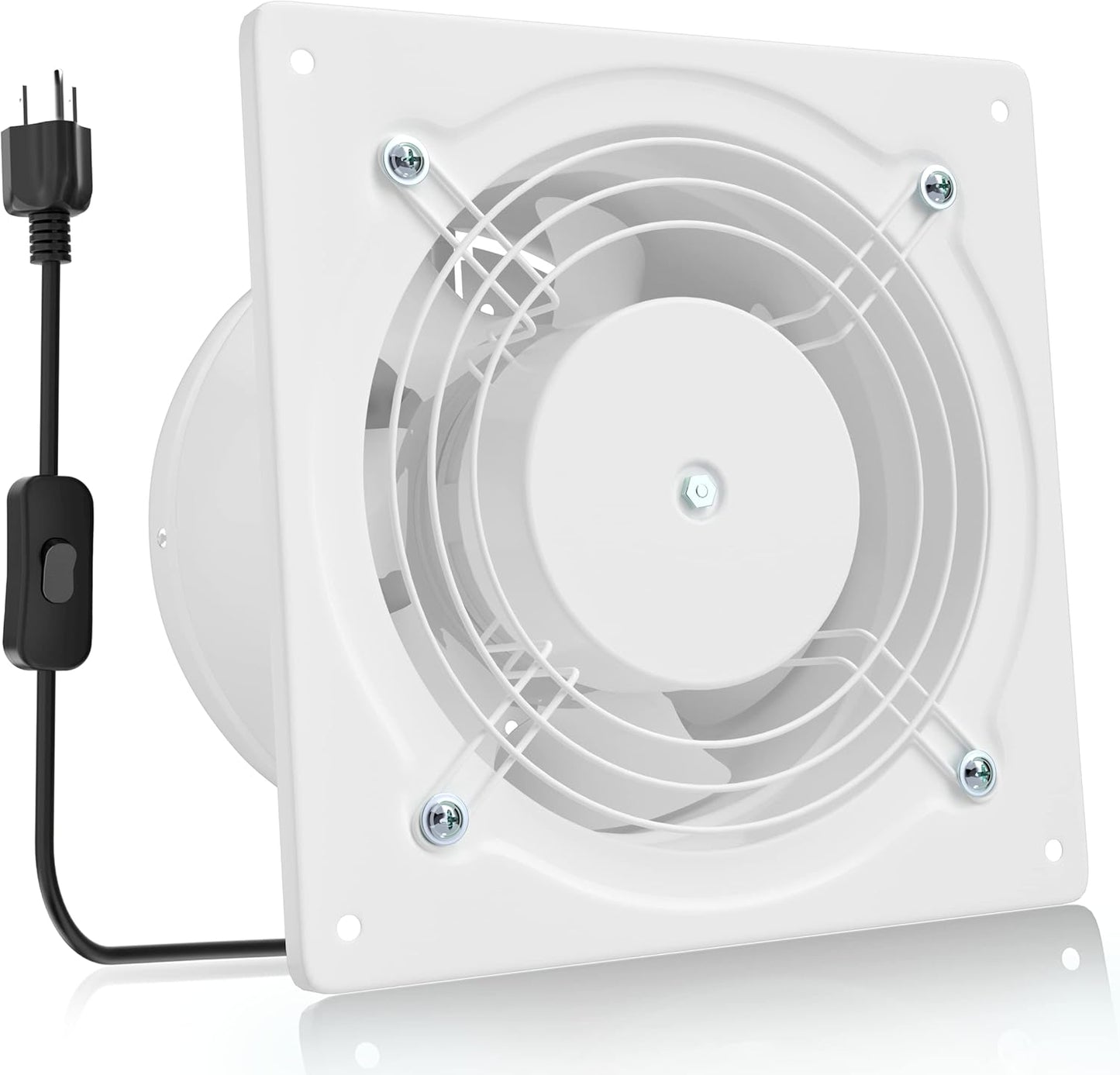 HG Power 6 Inch Exhaust Fan, 308CFM Wall Exhaust Fan for Kitchen, Bathroom, Metal Extractor Fan for Attic, Garage, Window Ventilation, HVAC System