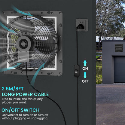HG Power Upgraded 10 Inch Shutter Exhaust Fan for Basement, Gable, Chicken Coop Ventilation Use, Black