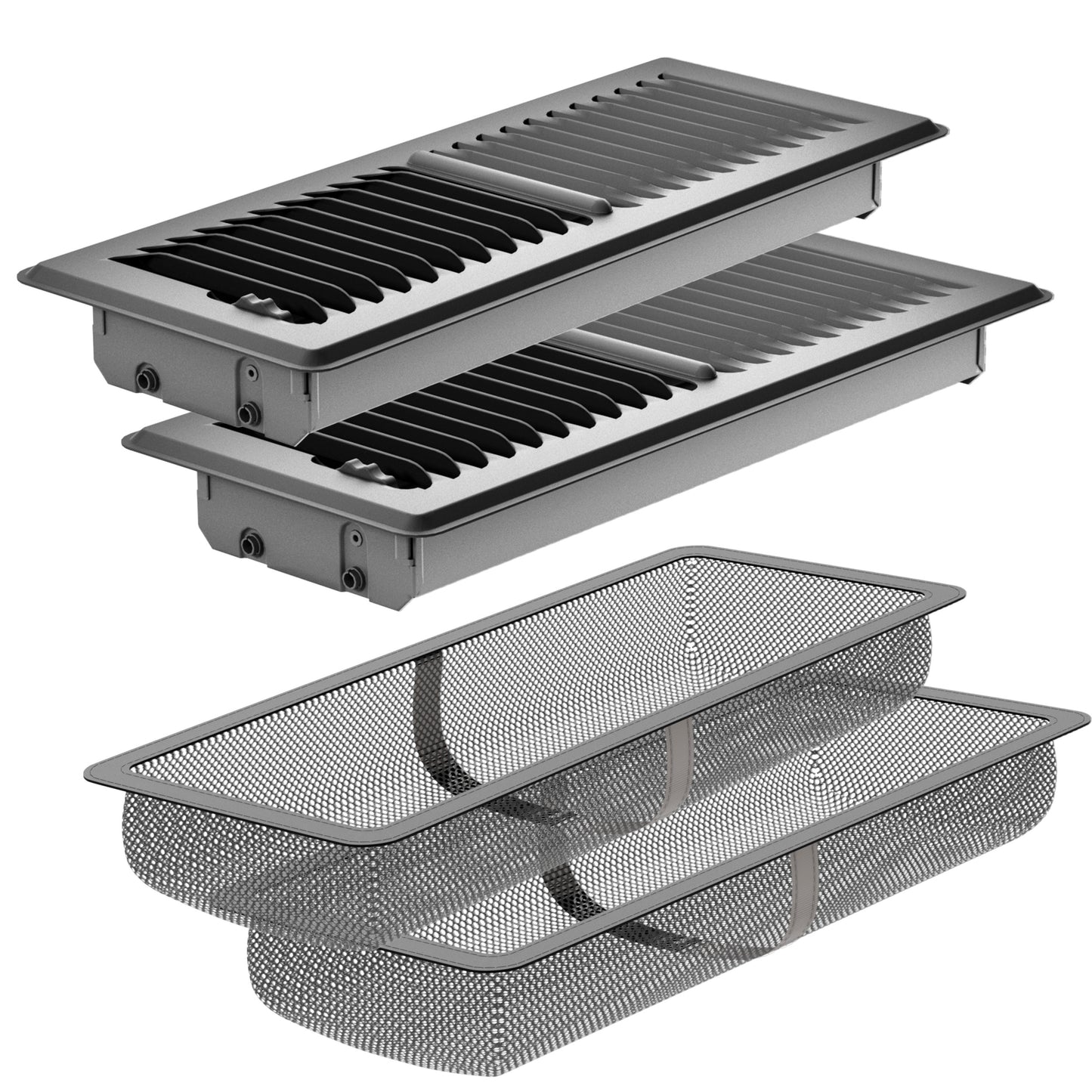 HG Power Floor Register, Heavy Duty Floor Vent Covers for Home with Screen Net, Adjust Metal Rust Proof Finish Air Vent for Kitchen, Office