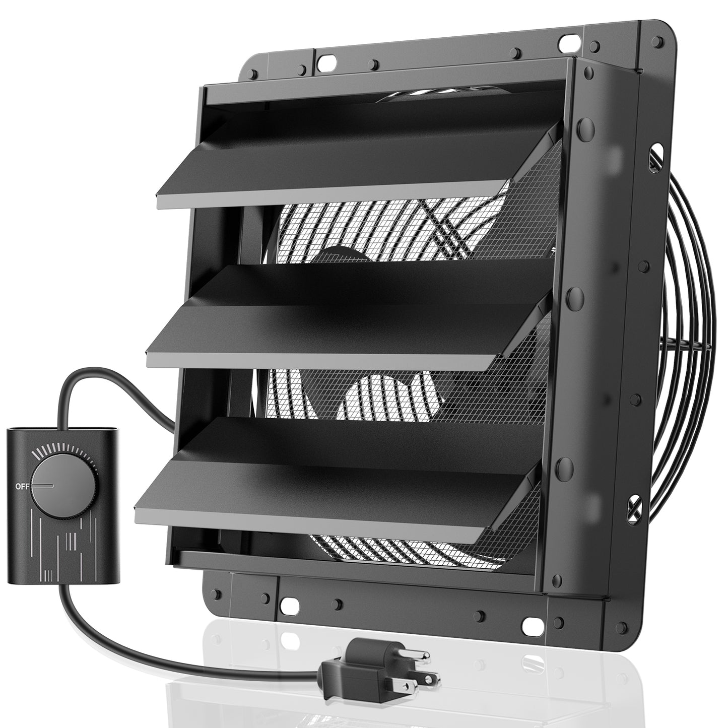 HG Power Upgraded 10 Inch Shutter Exhaust Fan for Basement, Gable, Chicken Coop Ventilation Use, Black