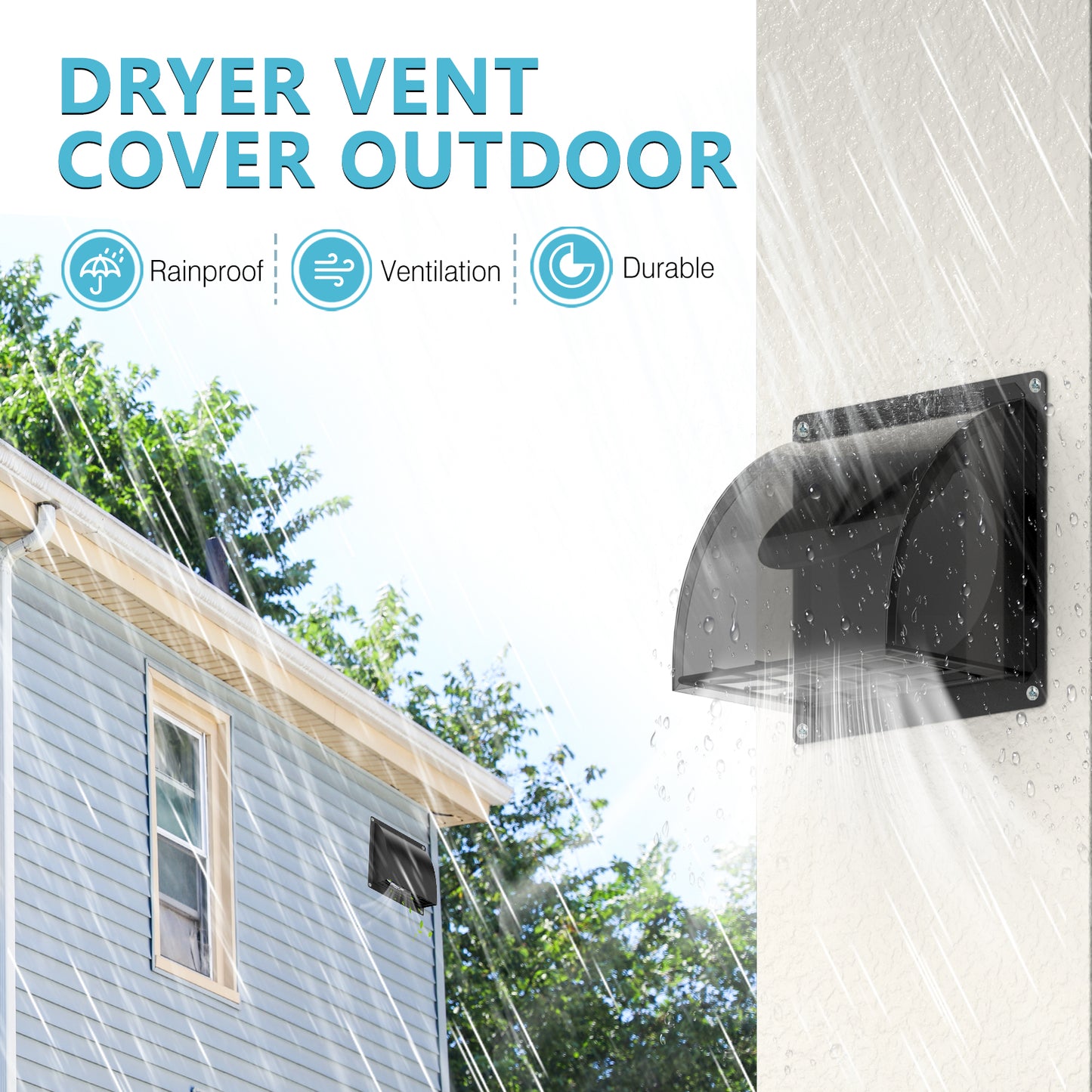 HG Power 4 Inch Dryer Vent Cover Outside, Metal Wall Vent Cover with Removable Screen & Cushioned Non-Return Flap