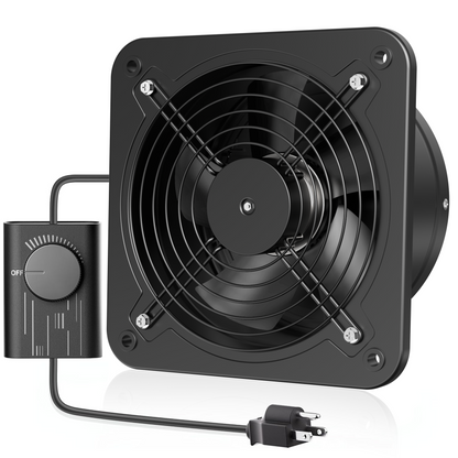 HG Power 8 Inch Exhaust Fan with Speed Controller, 567 CFM Kitchen Exhaust Fan with Damper, Wall Exhaust Fan, Metal Extractor Fan for Window, Attic, Ceiling, Basement, Bathroom Ventilation