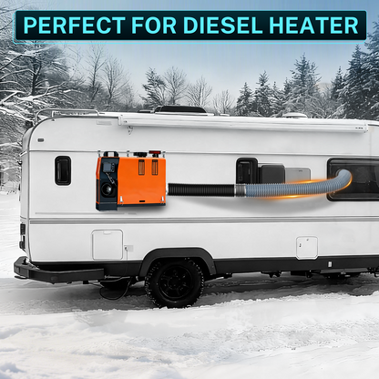 HG Power 3 Inch Duct Hose, 3" X 8FT Flexible Nylon Duct, Diesel Heater Hose Air Ducting With 2 Clamps For HVAC Ventilation (Black)