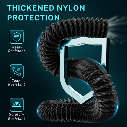 HG Power 3 Inch Duct Hose, 3" X 8FT Flexible Nylon Duct, Diesel Heater Hose Air Ducting With 2 Clamps For HVAC Ventilation (Black)