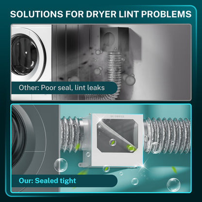 Upgrade Metal Dryer Duct Lint Trap, HG Power Indoor Dryer Vent Catcher Kit with Stainless Steel Mesh & Water Drawer to Collect Lint for Electric Dryer with 4 Inch 8FT Dryer Vent Hose, 2 Clamps