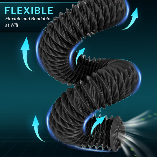 HG Power 3 Inch Duct Hose, 3" X 8FT Flexible Nylon Duct, Diesel Heater Hose Air Ducting With 2 Clamps For HVAC Ventilation (Black)