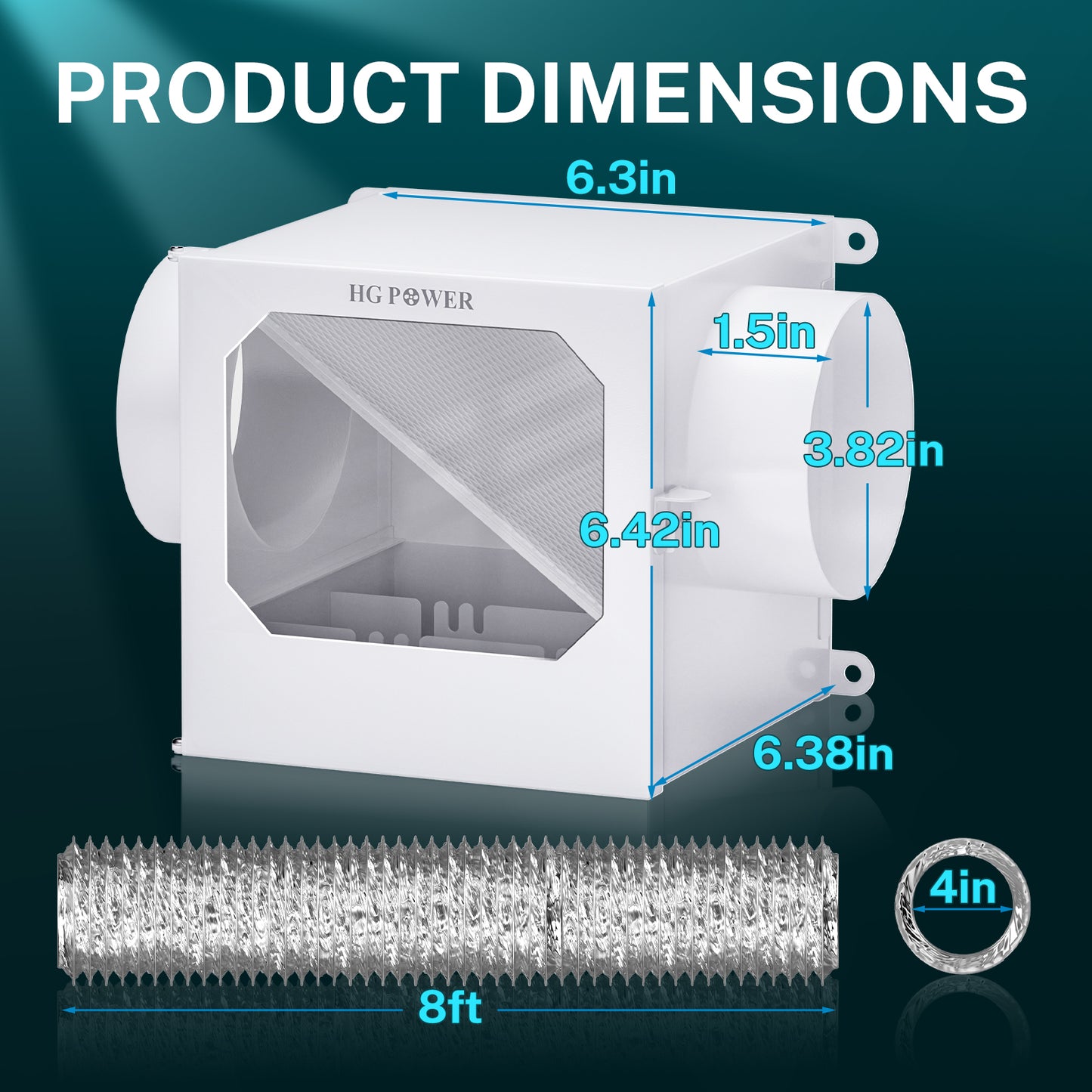 Upgrade Metal Dryer Duct Lint Trap, HG Power Indoor Dryer Vent Catcher Kit with Stainless Steel Mesh & Water Drawer to Collect Lint for Electric Dryer with 4 Inch 8FT Dryer Vent Hose, 2 Clamps