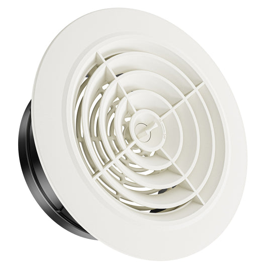 HG POWER 6 Inch Soffit Vent, Round Air Vent Cover with Louver, White - Opening Size 5.75"