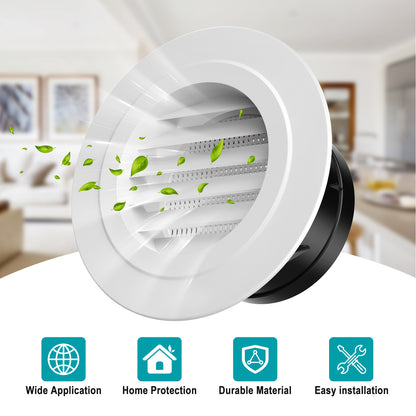 6 Inch Soffit Vent,HG Power Round Vent Cover with Built-in Screen Mesh, 150mm, White