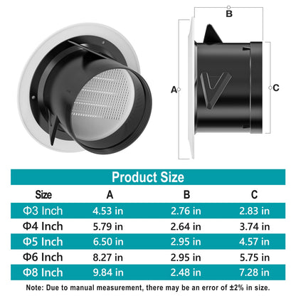 6 Inch Soffit Vent,HG Power Round Vent Cover with Built-in Screen Mesh, 150mm, White